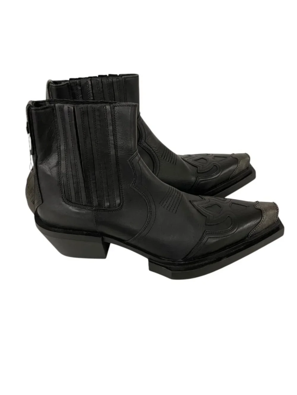Zara Mens Leather Cowboy Boots EU 43 US 10 Black western Limited Ed 2011/420 New